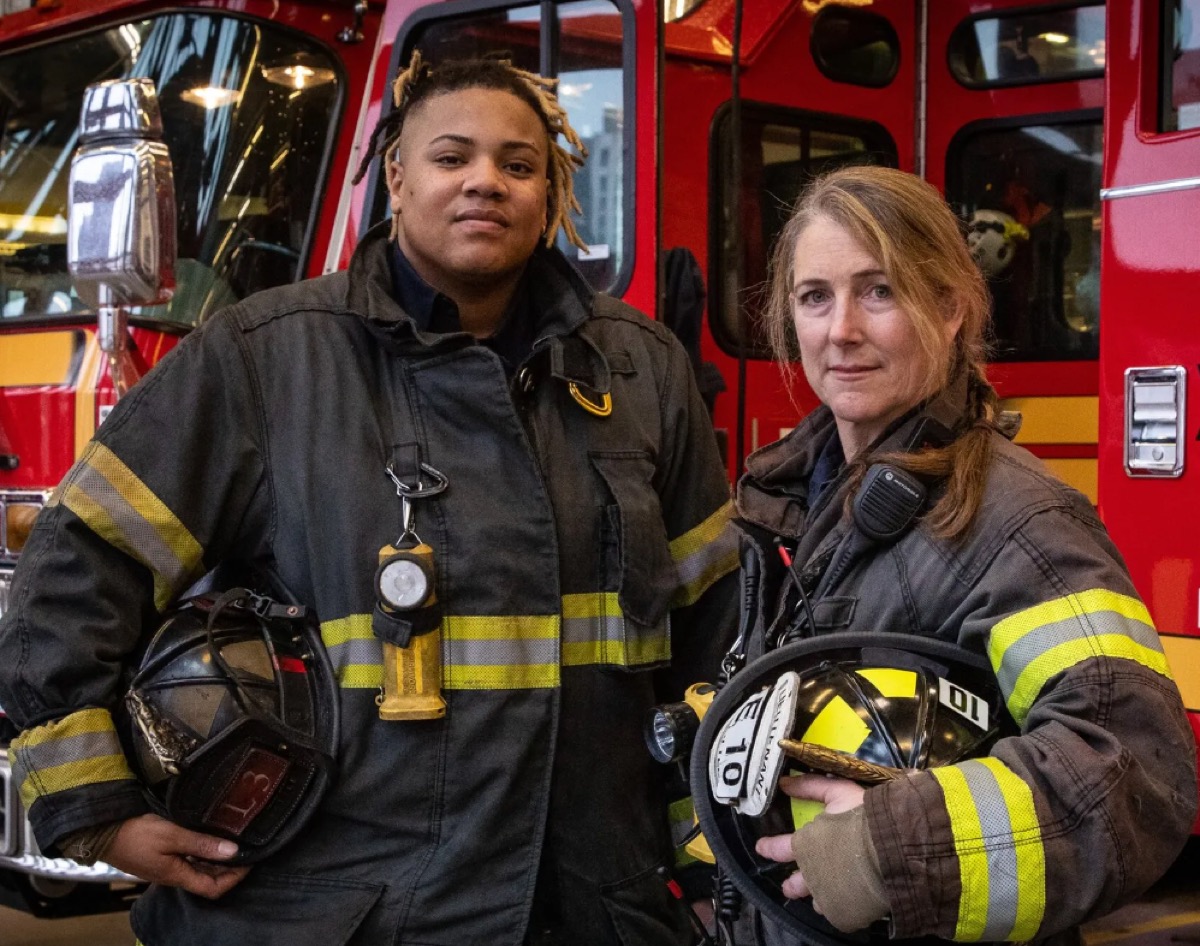 Group of firefighters walking together on duty